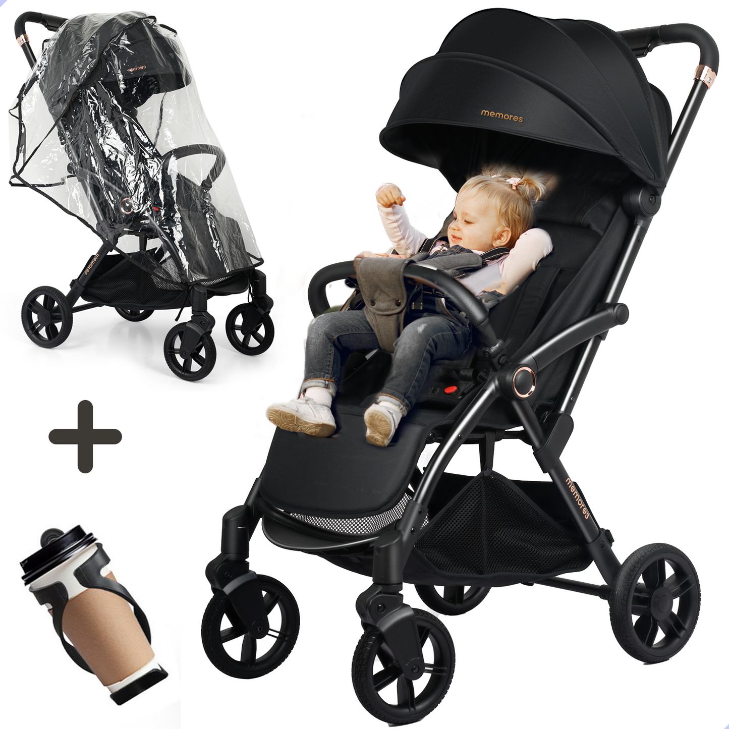 Memores Buggy Onyx Black - Automatisch inklapsysteem. Incl. Gratis Luiertas.