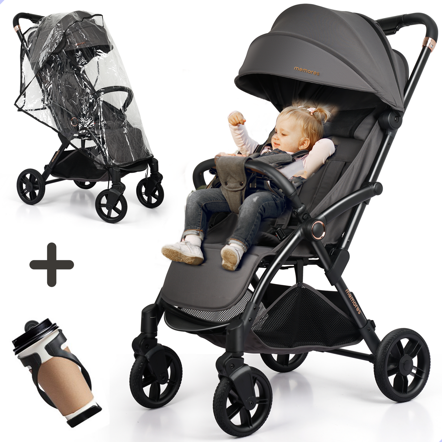 Memores Buggy Moon Grey - Automatisch inklapsysteem. Incl. Gratis Luiertas.