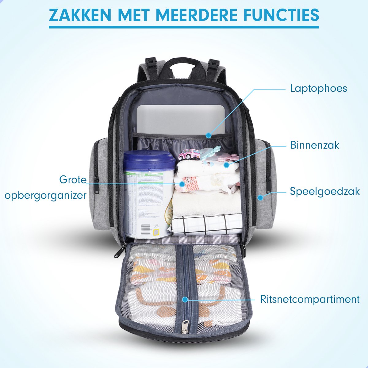 AG Luiertas Rugzak Grijs 28L