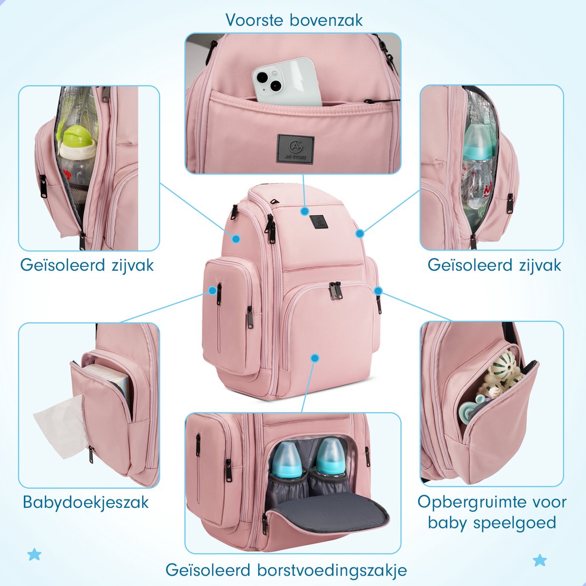 AG Luiertas Rugzak Roze 28L