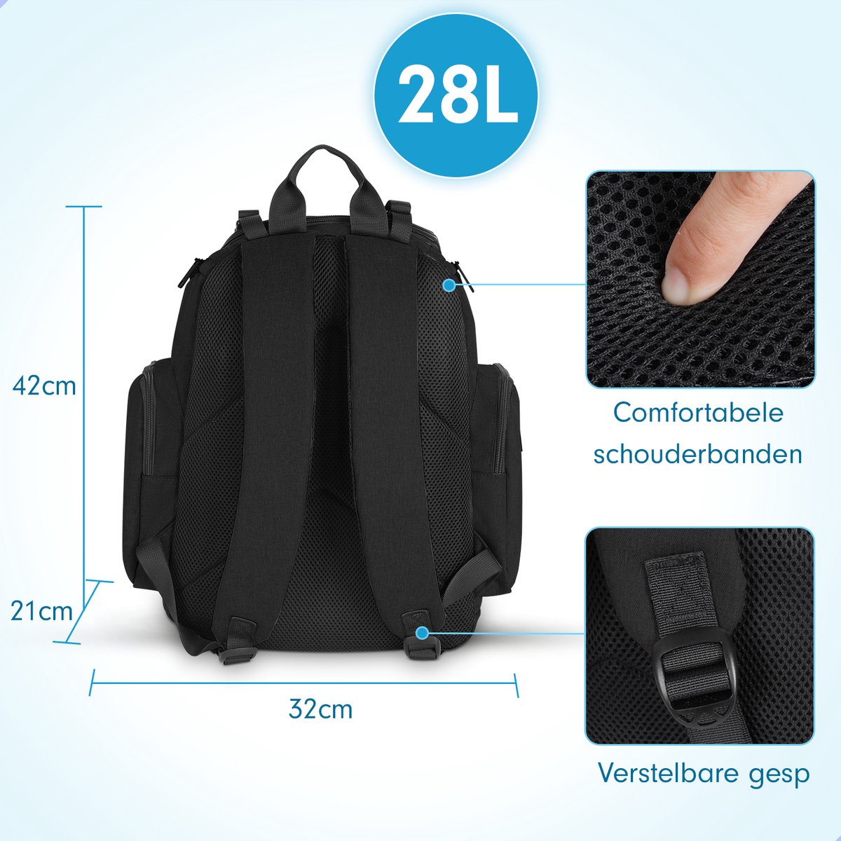 AG Luiertas Rugzak Zwart 28L
