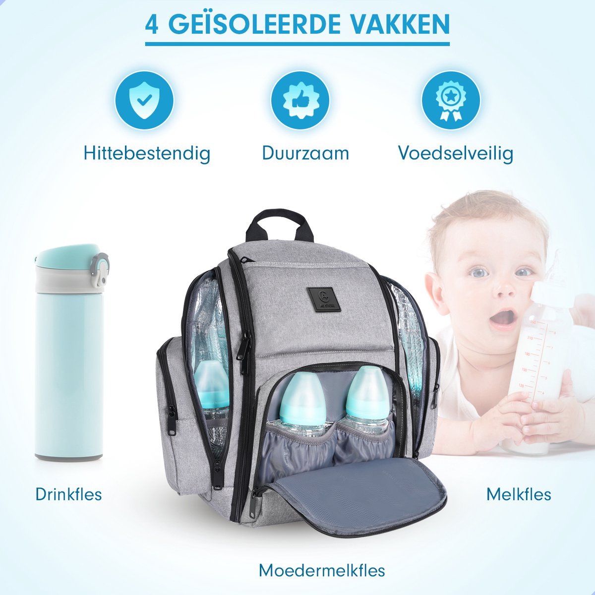 AG Luiertas Rugzak Grijs 28L