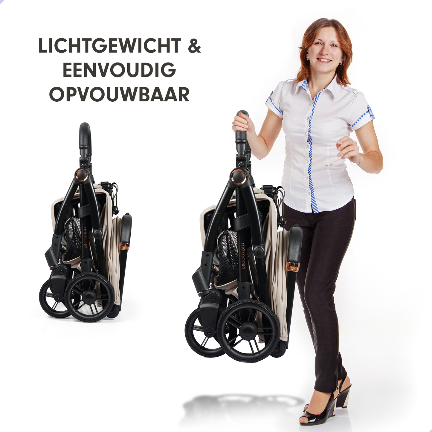 Memores Buggy Imperial Khaki - Automatisch inklapsysteem. Incl. Gratis Luiertas
