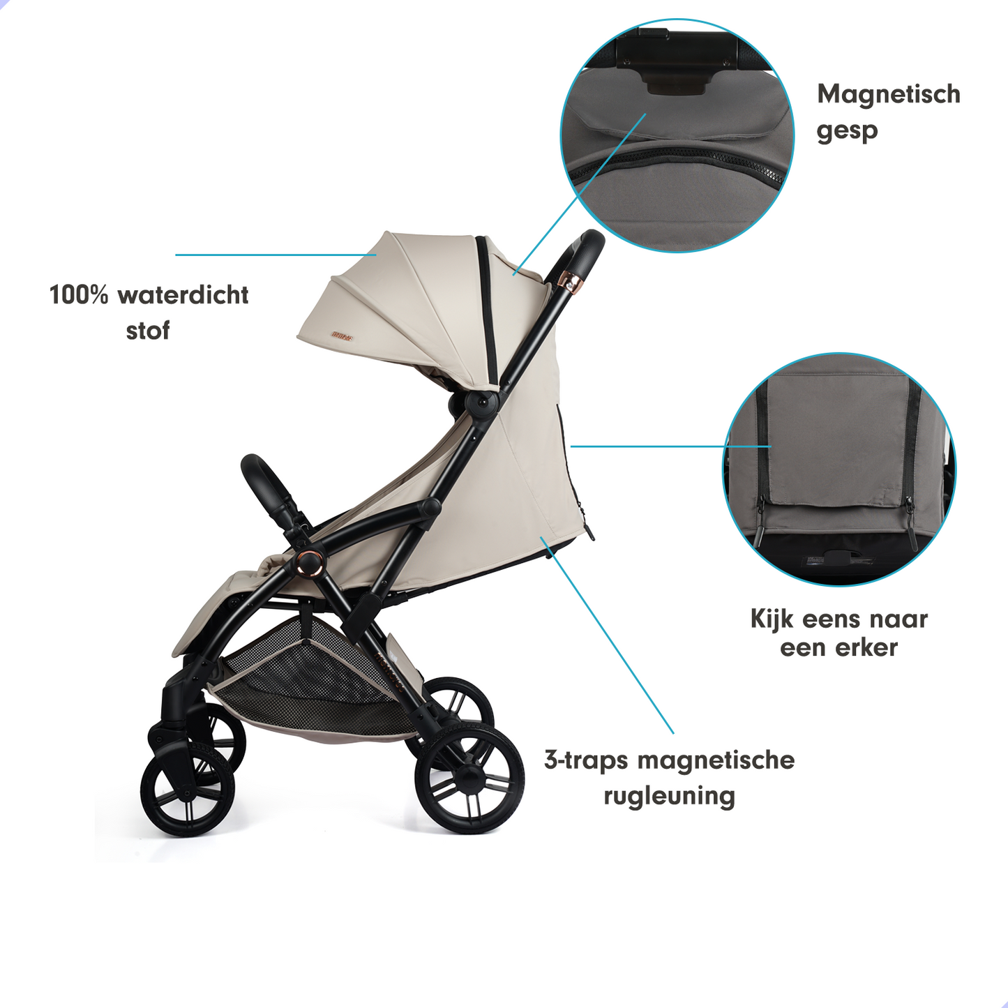 Memores Buggy Imperial Khaki - Automatisch inklapsysteem. Incl. Gratis Luiertas