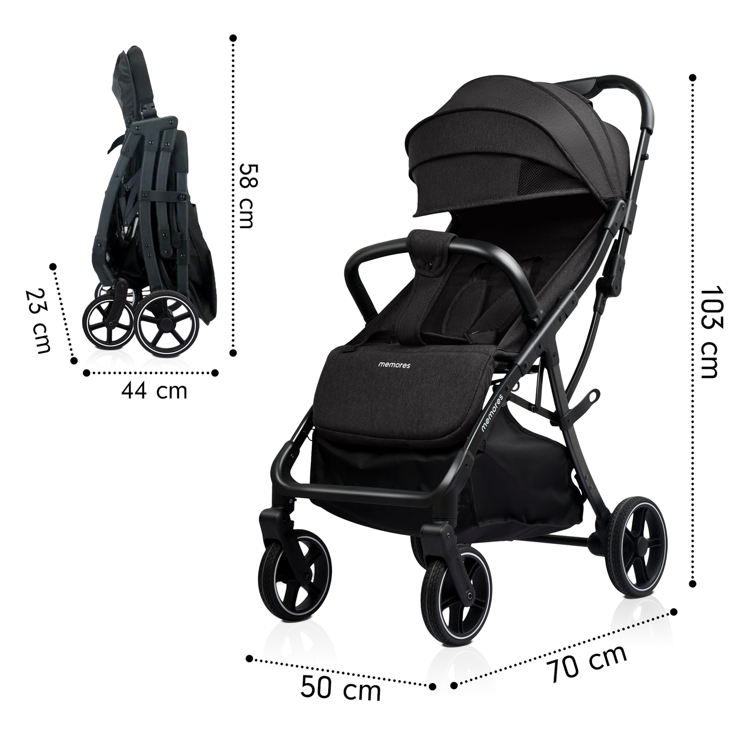 Memores Buggy Black. Incl. Gratis Luiertas.