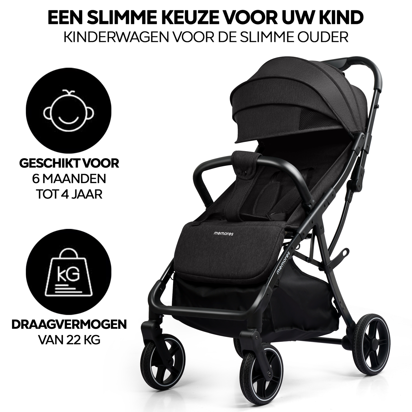 Memores Buggy Black. Incl. Gratis Luiertas.