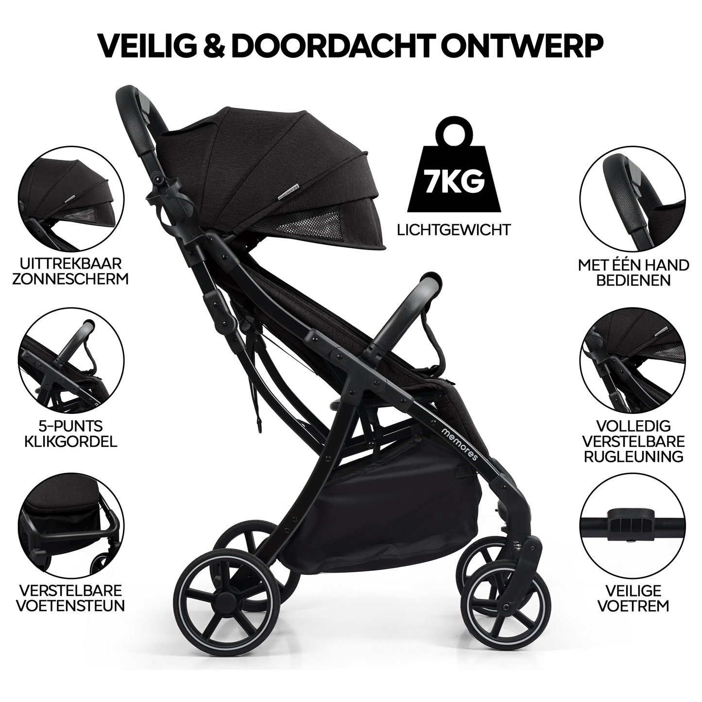 Memores Buggy Black. Incl. Gratis Luiertas.