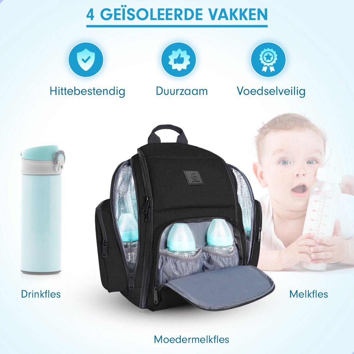 AG Luiertas Rugzak Zwart 28L
