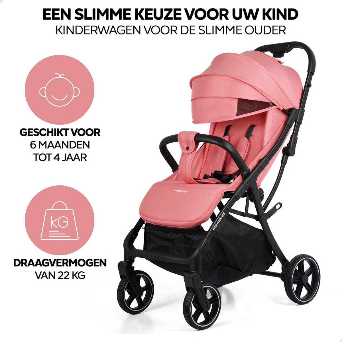 Memores Buggy Pink. Incl. Gratis Luiertas.
