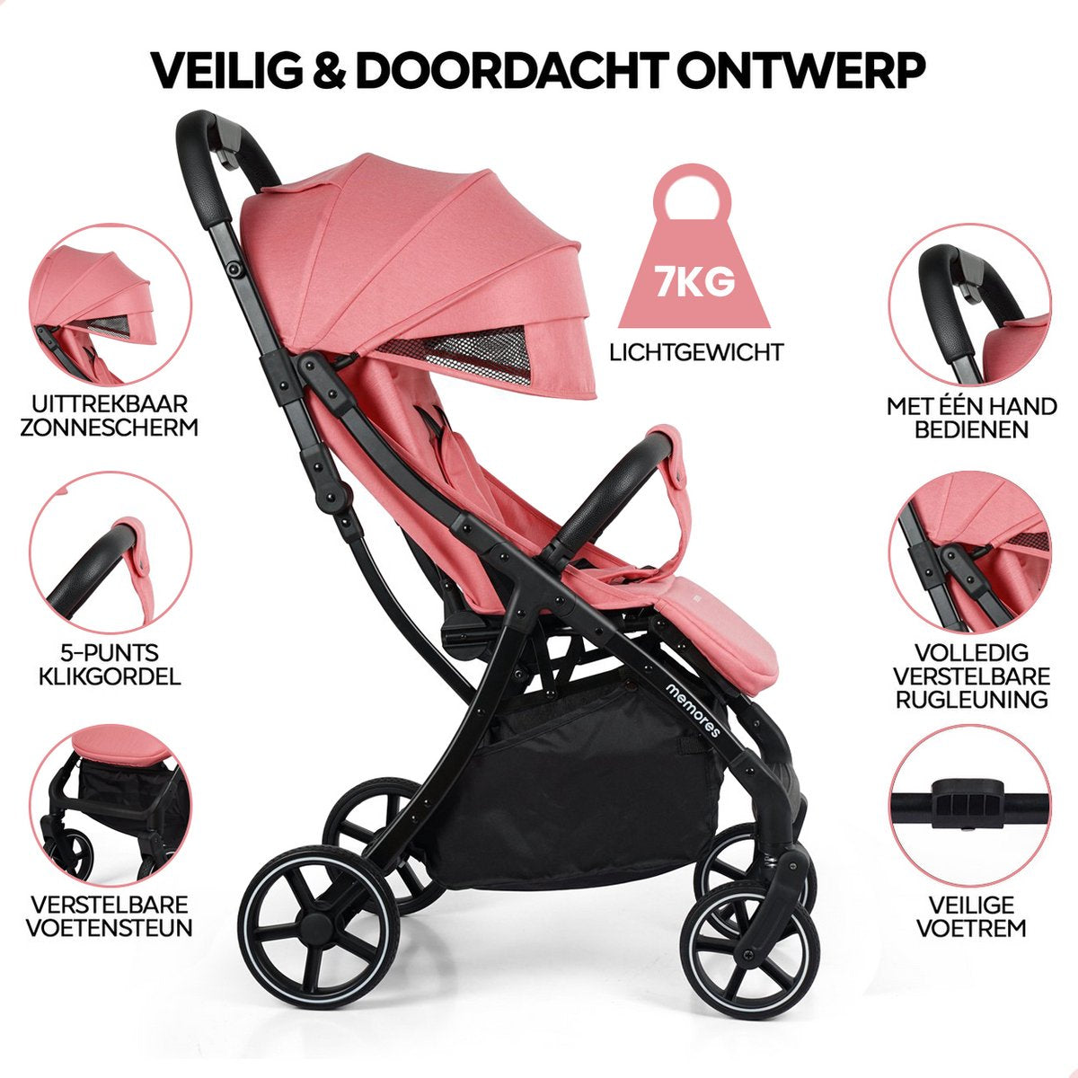 Memores Buggy Pink. Incl. Gratis Luiertas.